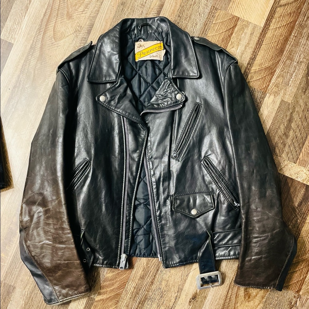 Schott NYC Black Leather Bomber-Style Motorcycle Jacket